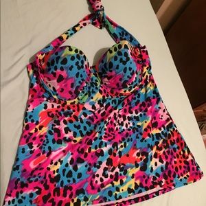 Colorful leopard bathing suit top